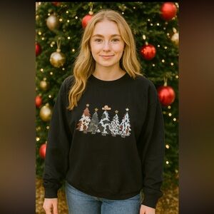 Black Christmas Tree Graphic Sweatshirt